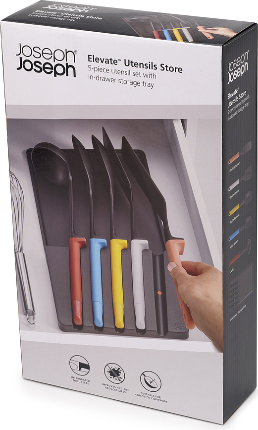 Set de Utensilios de cocina Elevate, multicolor, con organizador, 6 piezas