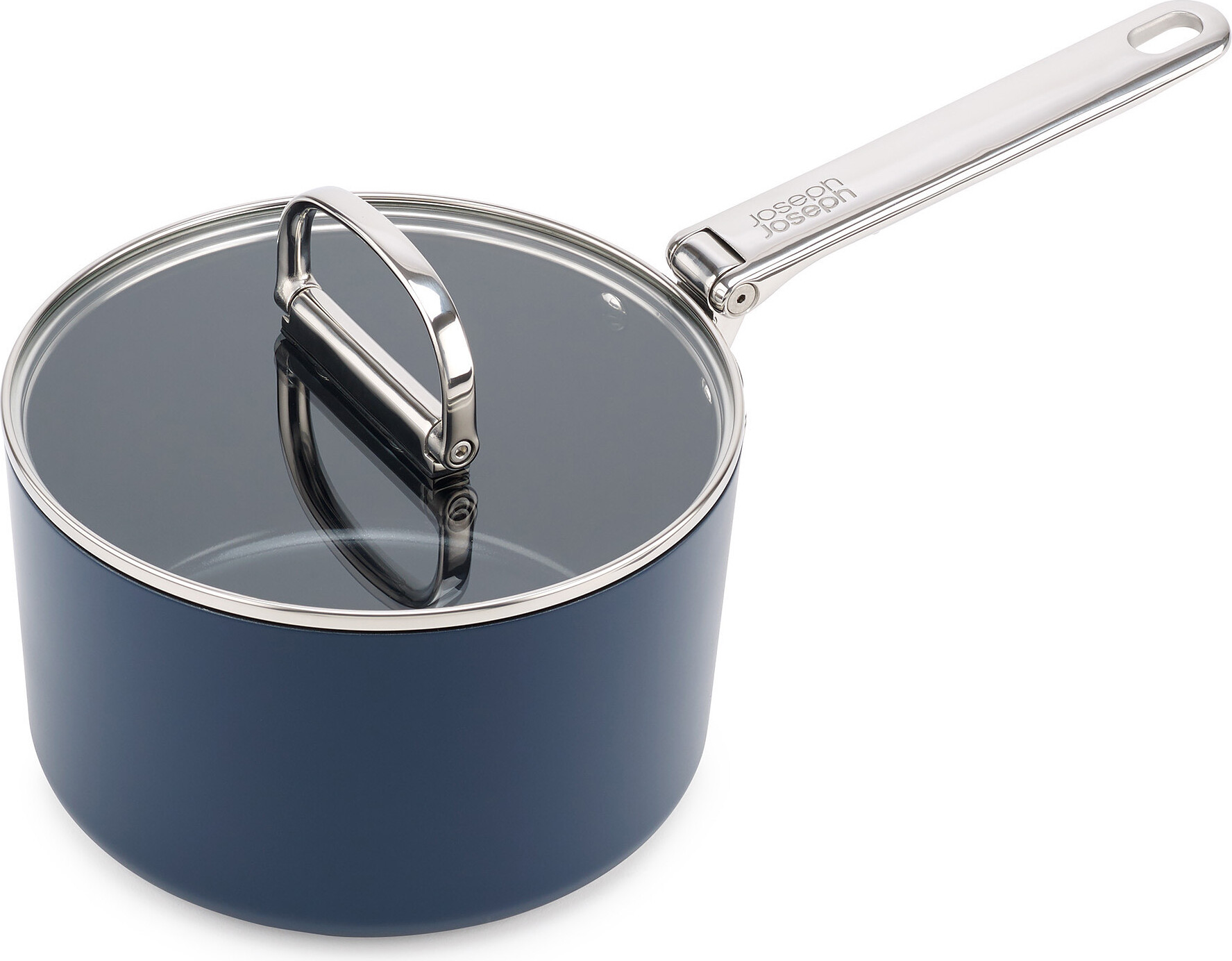 Space Kasserolle 19 cm blau mit klappbarem Griff und Deckel