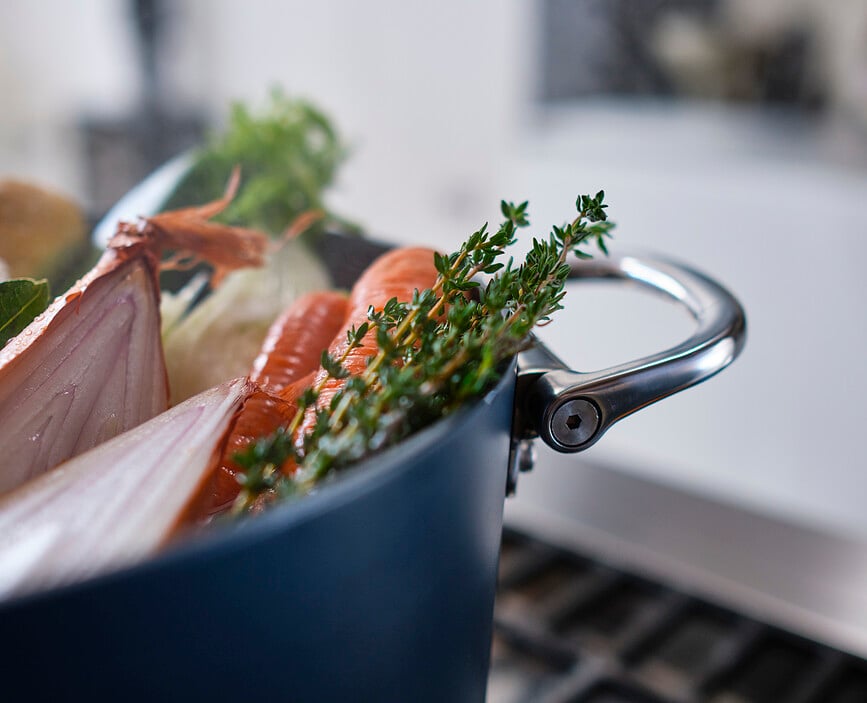 Space Κατσαρόλα ψηλή, με πτυσσόμενες λαβές και καπάκι, 25 cm, μπλε