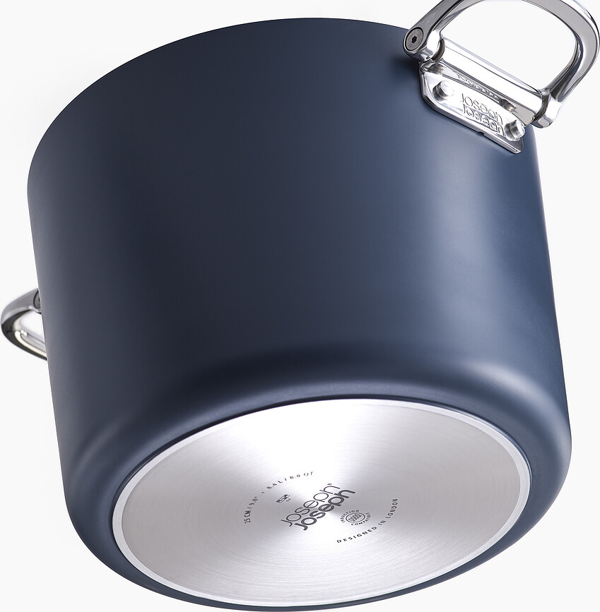 Space Marmite haute avec poignées pliables et couvercle, 25 cm, bleue