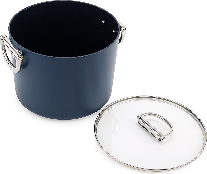 Space Marmite haute avec poignées pliables et couvercle, 25 cm, bleue