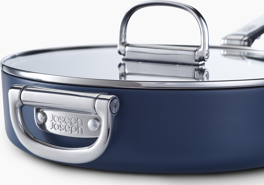 Space Poêle avec poignées pliables et couvercle, 28 cm, bleue