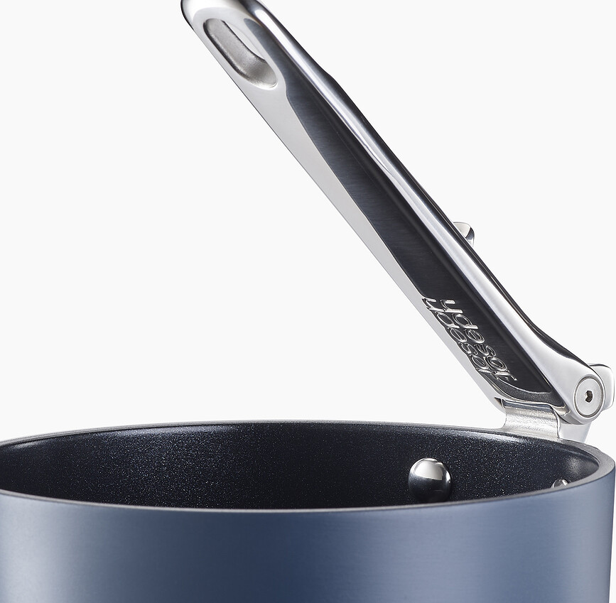 Space Set de Casseroles avec support pour couvercles et séparateurs de protection, bleues, Set 9 pièces