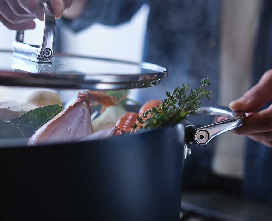 Space Set loncev, moder, s stojalom za pokrovke in zaščitnimi podlogami, 9-delni