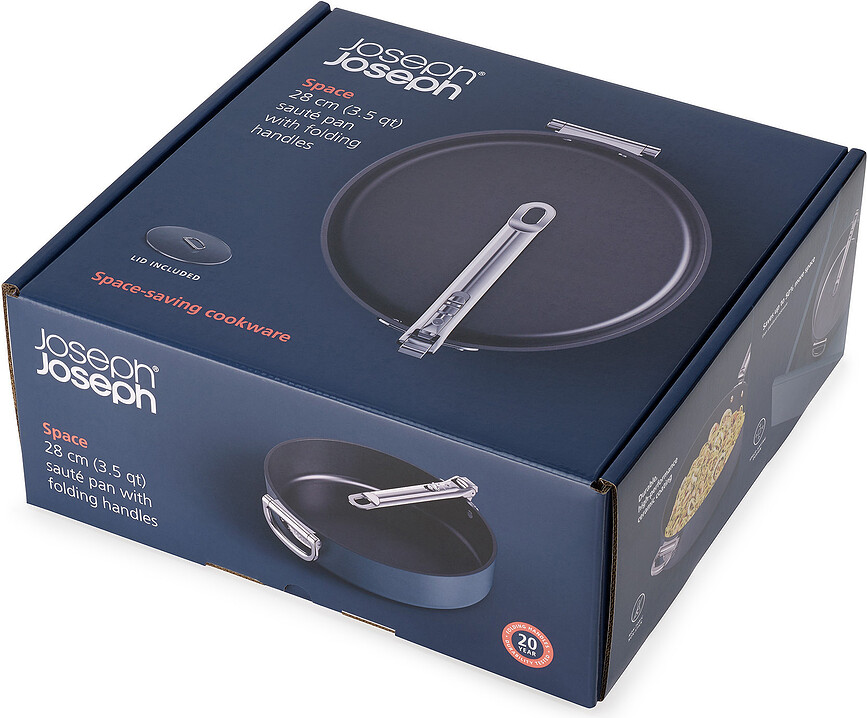 Space Τηγάνι με αναδιπλούμενες λαβές και καπάκι, 28 εκ., μπλε