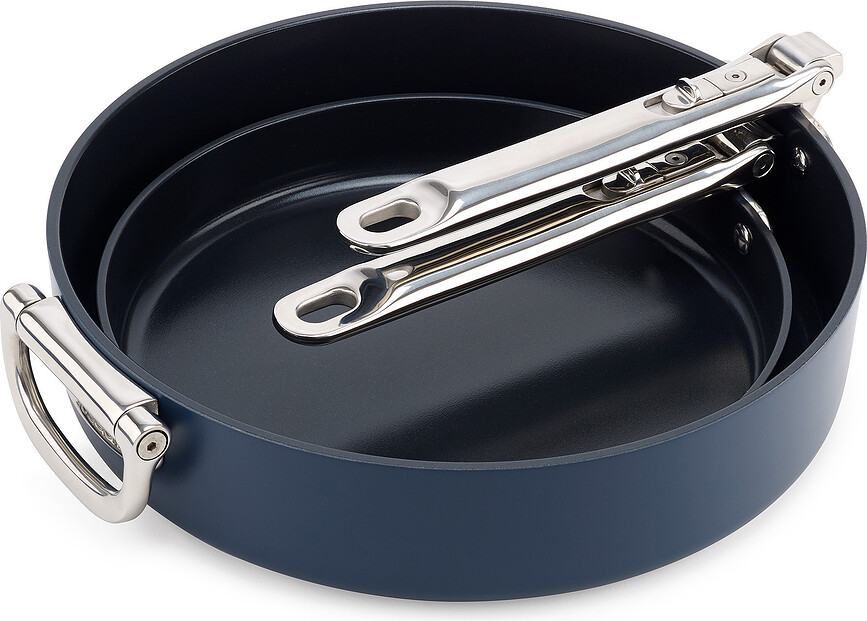 Space Τηγάνια, 24 cm + 28 cm, μπλε, με προστατευτικά διαχωριστικά, 3 τμχ