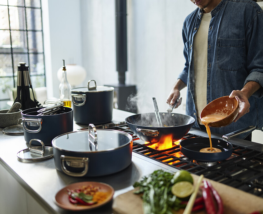 Space Wok avec poignées pliables, 32 cm, bleu