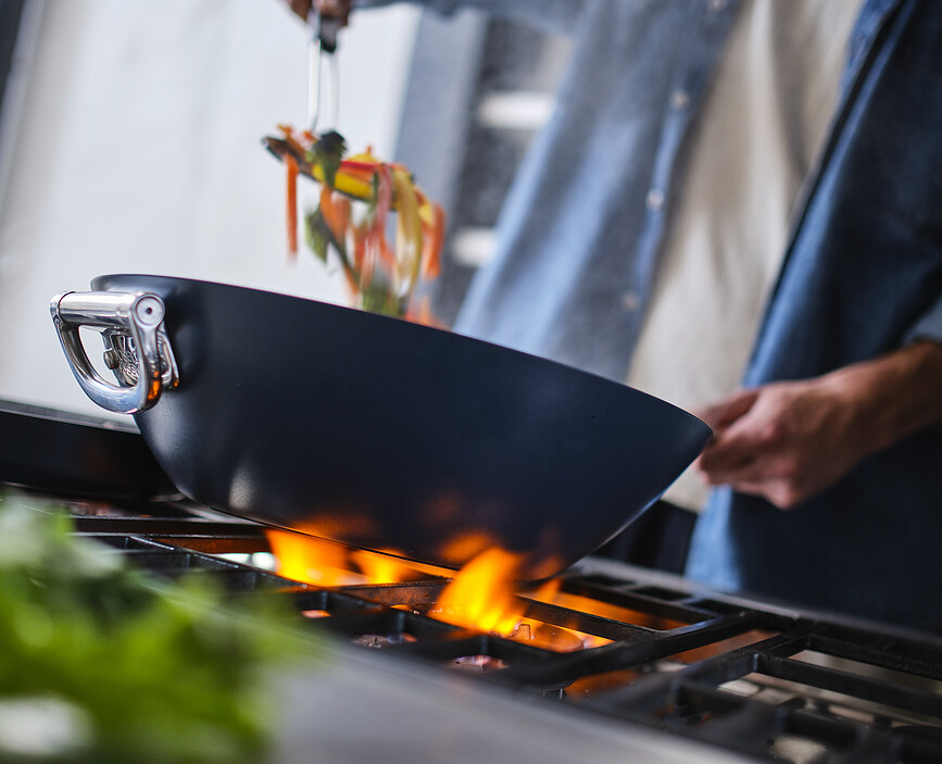 Space Wok avec poignées pliables, 32 cm, bleu