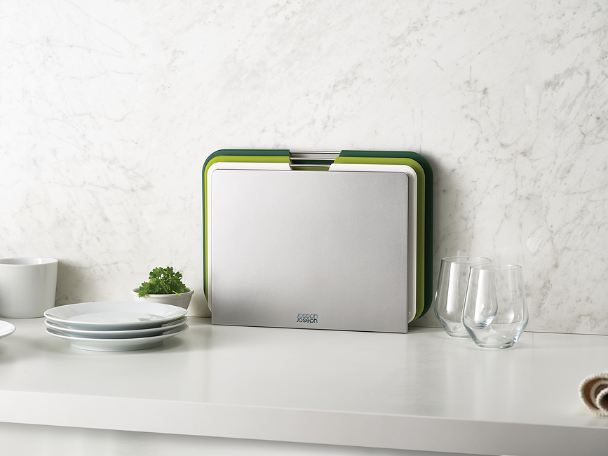 Tablas de Cortar con estuche de almacenamiento Nest L, grises, Set de 3 piezas