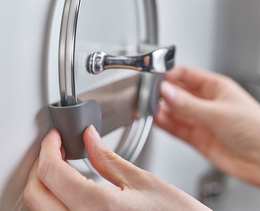 Tiradores para tapas Duo, grises, 3 unidades