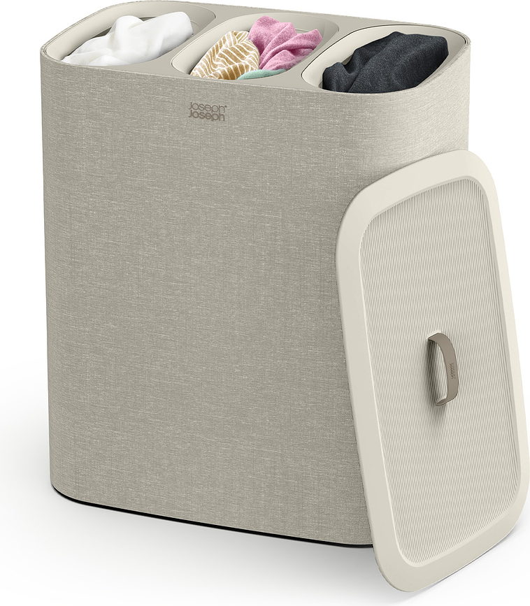 Tota Panier à Linge à triple compartiment, 90 L, gris