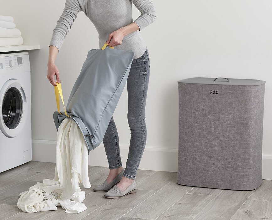 Tota Panier à Linge à double compartiment, 90 L, écru