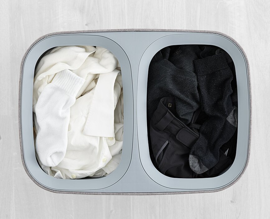 Tota Panier à Linge à double compartiment, 90 L, écru