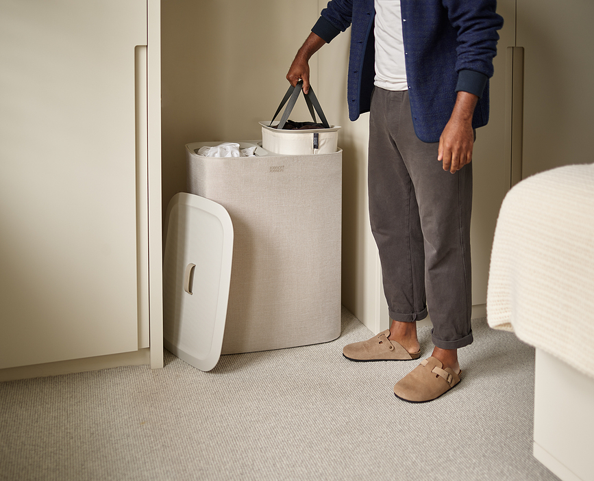 Tota Panier à Linge à double compartiment, 90 L, écru