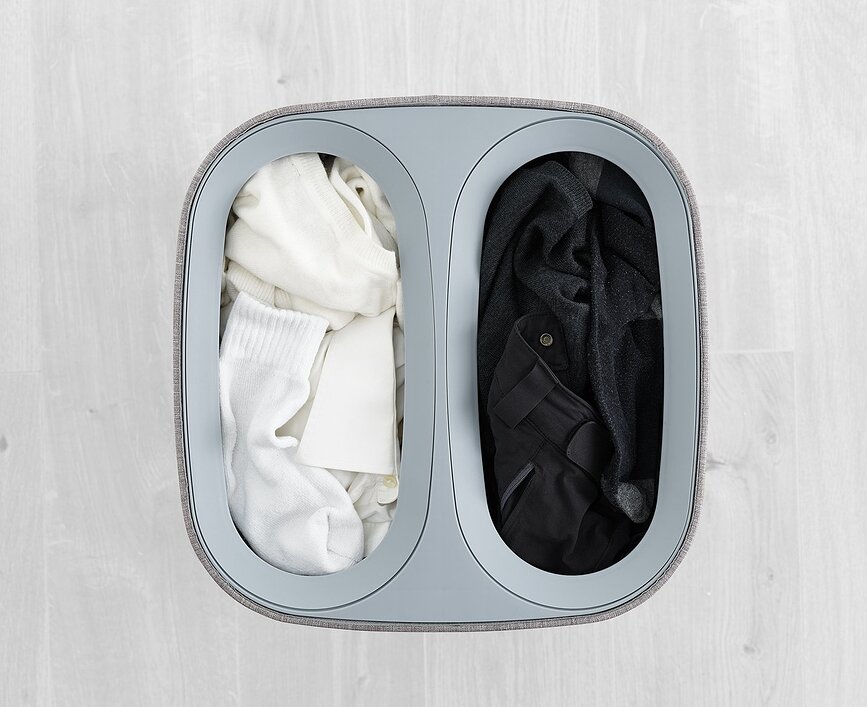 Tota Panier à Linge double compartiment, 60 L, écru