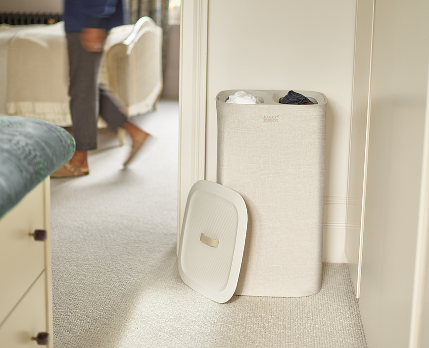 Tota Panier à Linge double compartiment, 60 L, écru