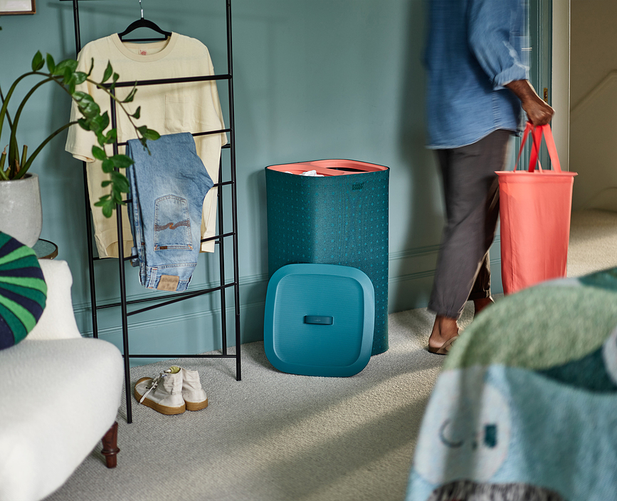 Tota Panier à Linge double compartiment, 60 L, écru