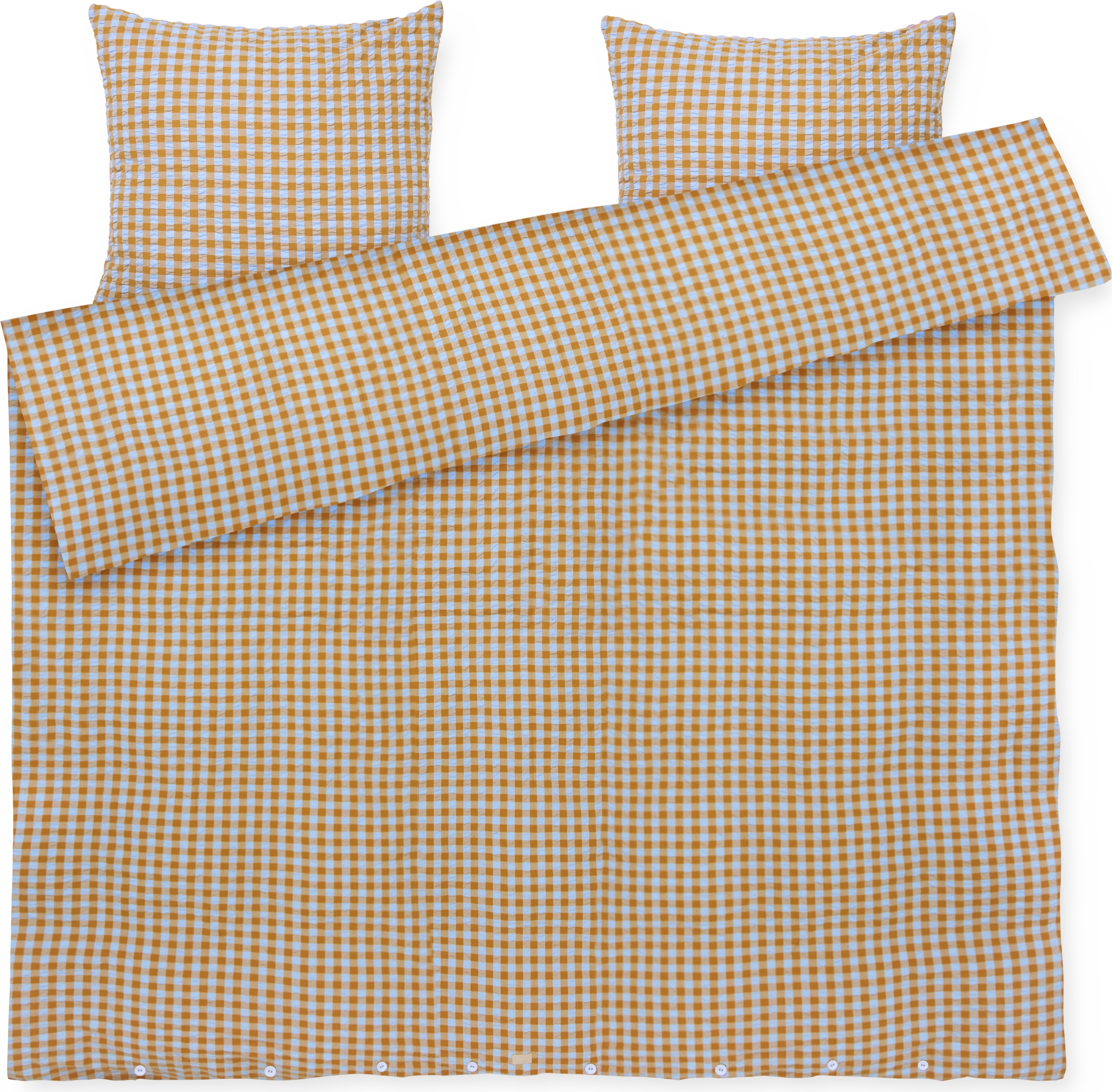 Bæk & Bølge Bettwäsche 220 x 220 cm orangefarben-blau mit 2 Kopfkissenbezügen 50 x 60 cm