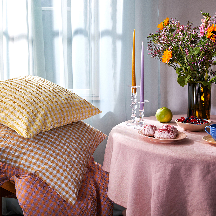 Bæk & Bølge Parure de Lit 200 x 220 cm, jaune, avec 2 taies d'oreiller 60 x 63 cm