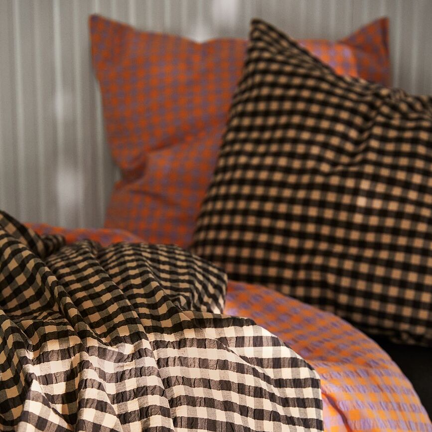 Bæk & Bølge Parure de Lit, 200 x 220 cm, noir et sable, avec 2 taies d'oreiller 60 x 63 cm