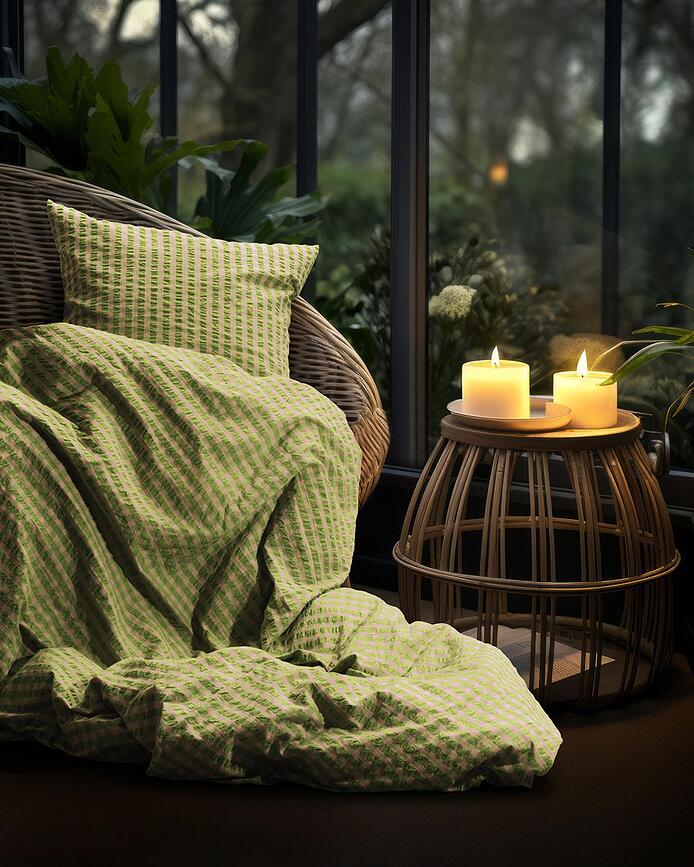 Bæk & Bølge Parure de Lit 140 x 200 cm, verte et rose, avec taie d'oreiller 60 x 63 cm