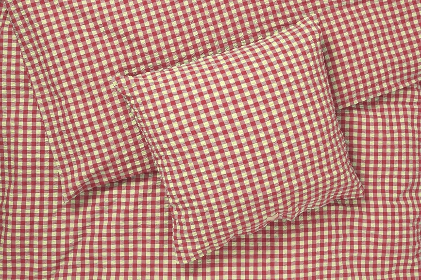 Bæk & Bølge Posteljnina, 220 x 220 cm, rdeče-rumena, z 2 prevlekama za vzglavnik 50 x 60 cm