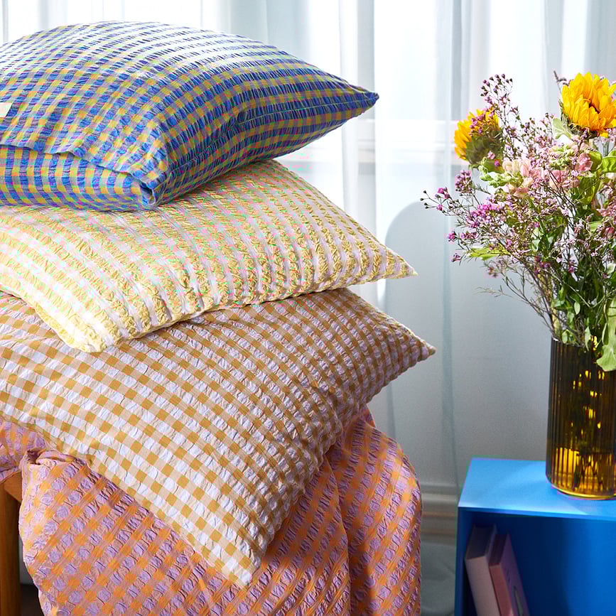 Bæk & Bølge Posteljnina, 140 x 220 cm, rumena, z blazino 60 x 63 cm