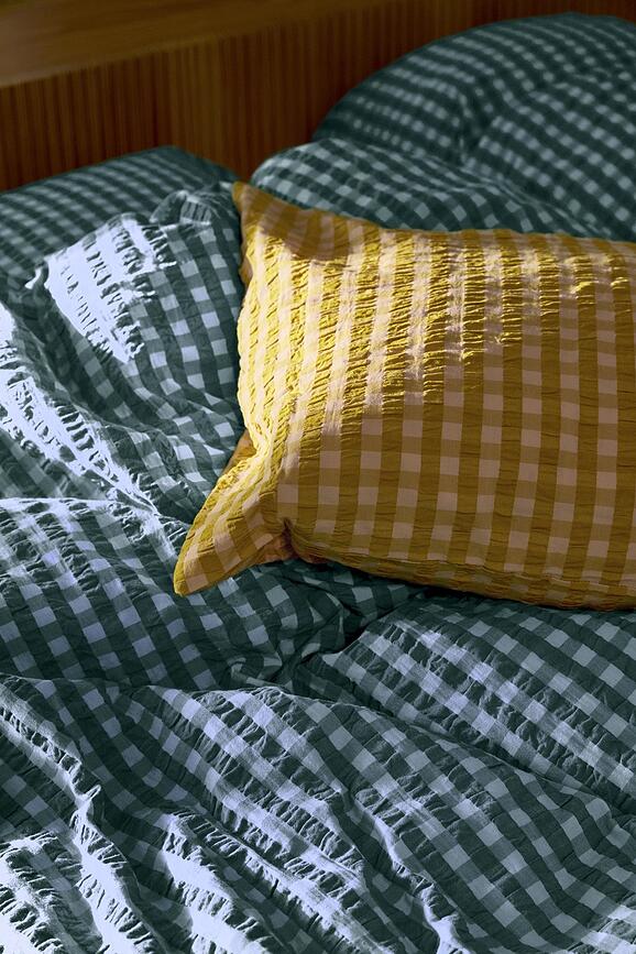 Bæk & Bølge Posteljnina, 220 x 220 cm, zeleno-modra, 2 prevleki za vzglavnik 50 x 60 cm