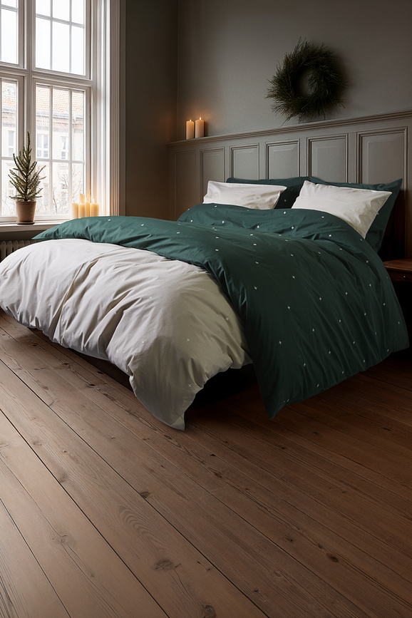 Christmas Fable Housse de Couette 140 x 200 cm, sable, avec Taie d'Oreiller 60 x 63 cm