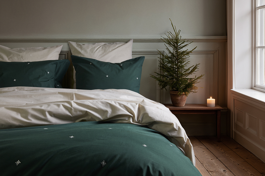 Christmas Fable Housse de Couette 140 x 200 cm, sable, avec Taie d'Oreiller 60 x 63 cm