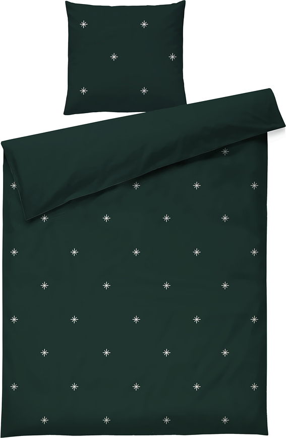Christmas Fable Parure de Lit, vert foncé, avec taie d'oreiller 60 x 63 cm