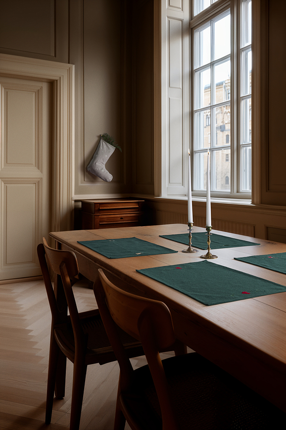 Christmas Fable Pogrinjek z motivom omele, 43 x 30 cm, temno zelen