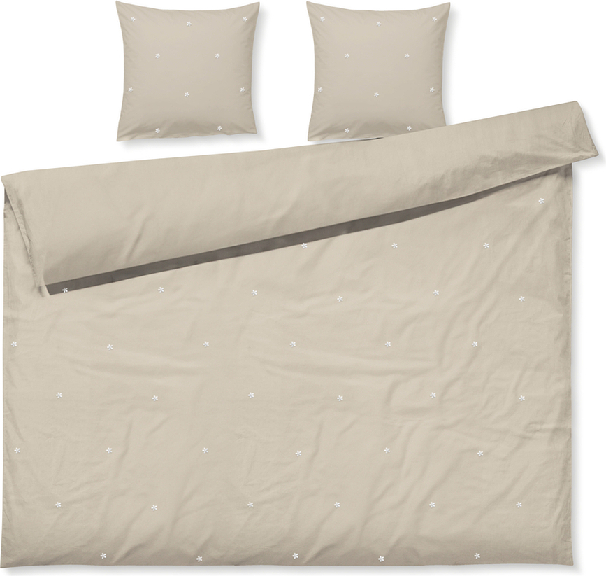 Daisy Parure de Lit 220 x 220 cm, sable, avec 2 taies d'oreiller 50 x 60 cm