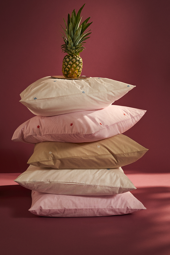 Daisy Parure de Lit 200 x 220 cm, rose, avec 2 Taies d'Oreiller 60 x 63 cm, Set 3 pièces