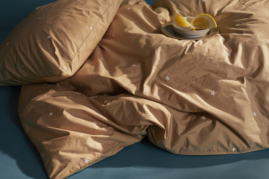 Daisy Parure de Lit 140 x 200 cm, sable, avec taie d'oreiller 60 x 63 cm