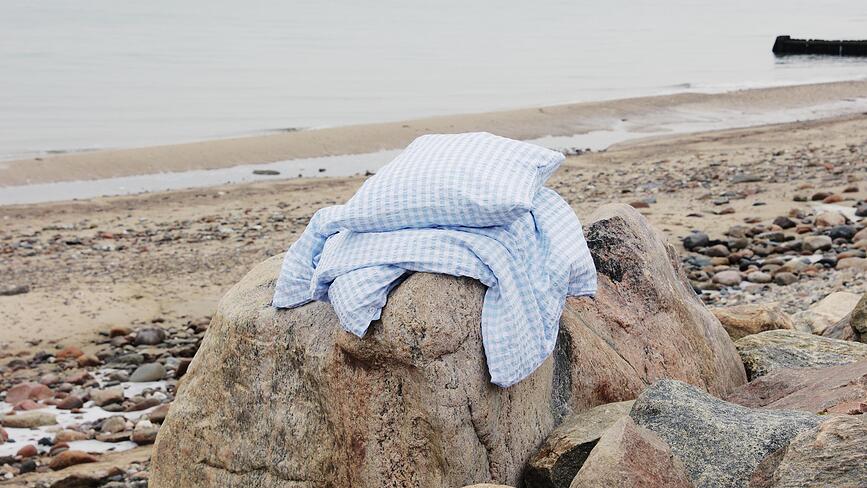 Funda Nórdica Bæk & Bølge, 140 x 200 cm, azul claro, con funda de almohada 60 x 63 cm