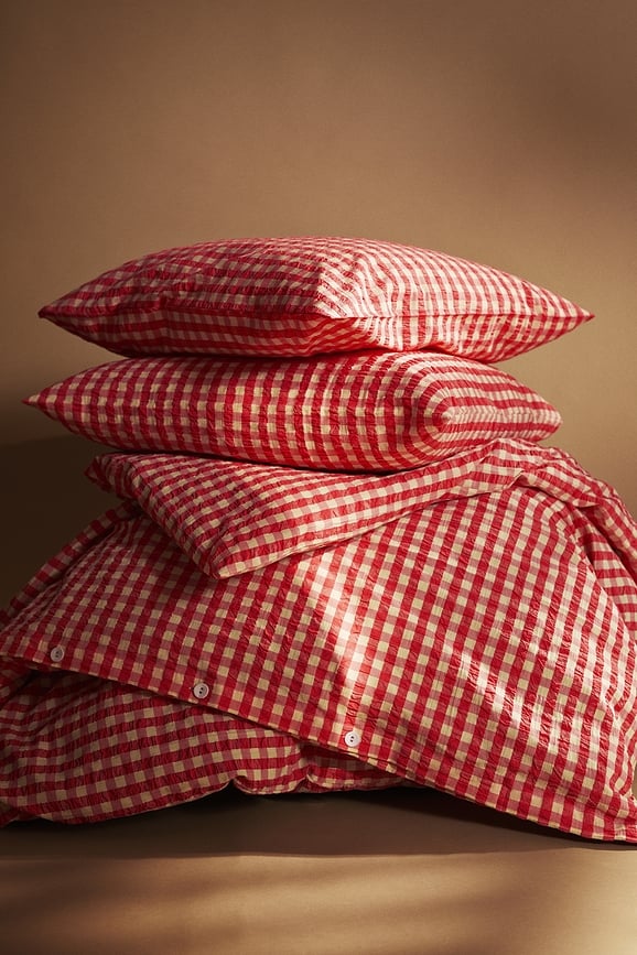 Funda Nórdica Bæk & Bølge, 140 x 200 cm, roja y amarilla, con funda de almohada 60 x 63 cm