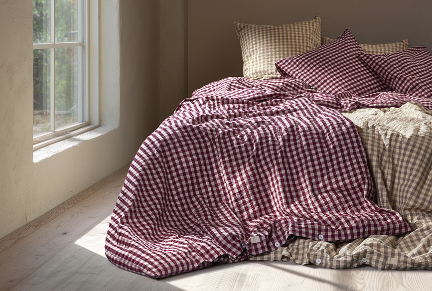 Juego de Funda Nórdica Bæk & Bølge, 140 x 200 cm, rosa ciruela, con funda de almohada 60 x 63 cm