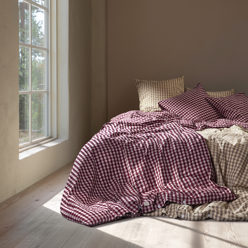 Juego de Funda Nórdica Bæk & Bølge, 140 x 200 cm, rosa ciruela, con funda de almohada 60 x 63 cm