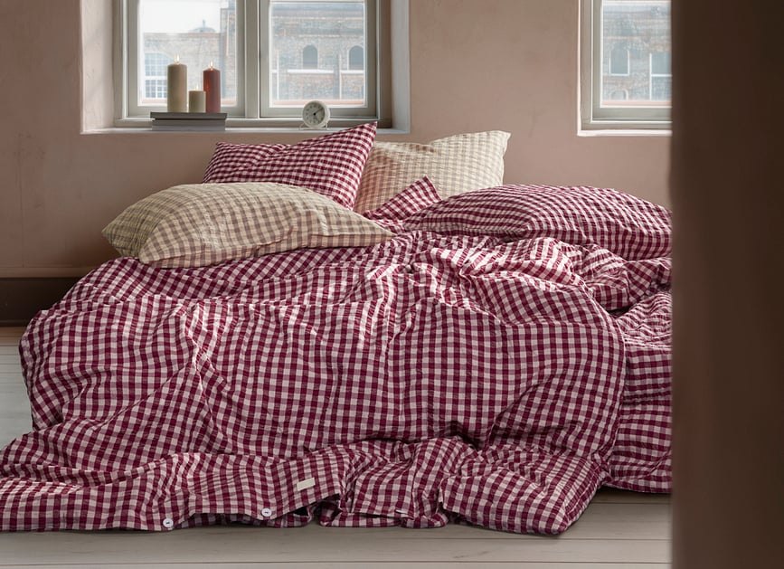 Juego de Funda Nórdica Bæk & Bølge, 140 x 200 cm, rosa ciruela, con funda de almohada 60 x 63 cm