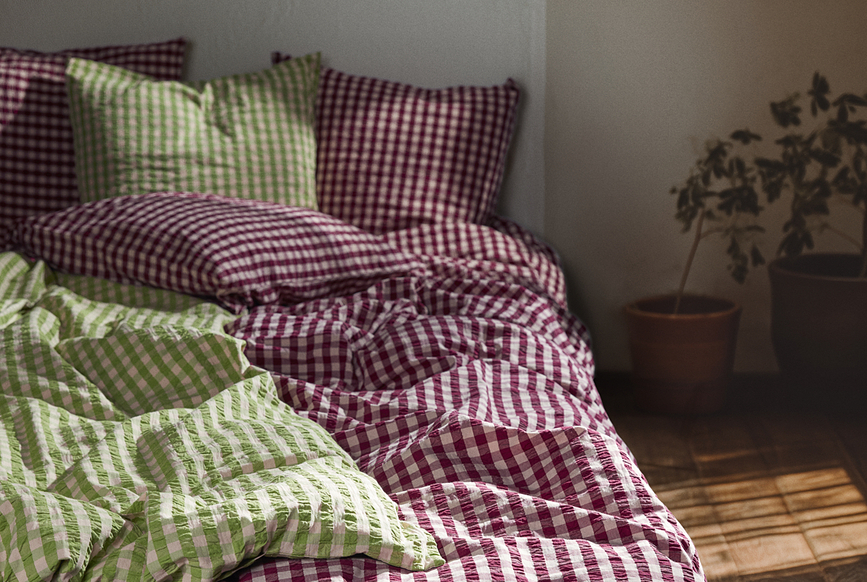 Juego de Funda Nórdica Bæk & Bølge, 140 x 200 cm, rosa ciruela, con funda de almohada 60 x 63 cm