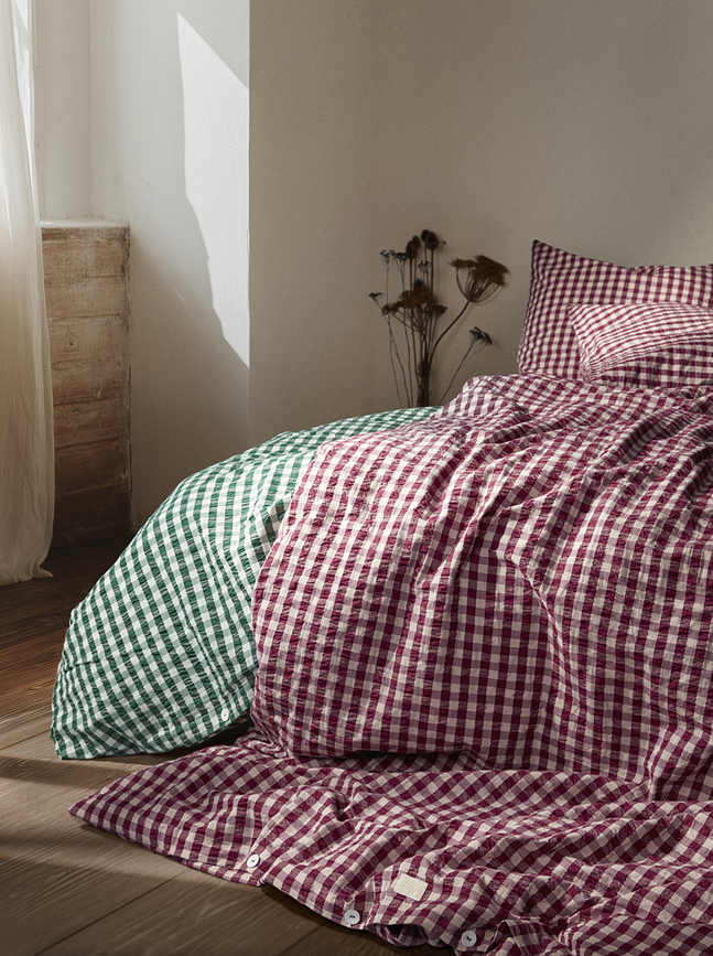 Juego de Funda Nórdica Bæk & Bølge, 140 x 200 cm, rosa ciruela, con funda de almohada 60 x 63 cm