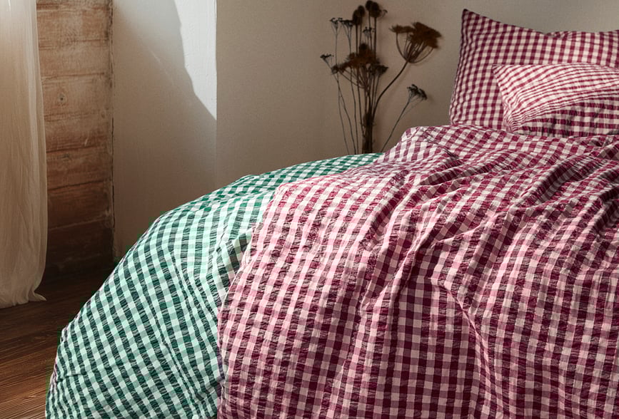 Juego de Funda Nórdica Bæk & Bølge, 140 x 200 cm, rosa ciruela, con funda de almohada 60 x 63 cm