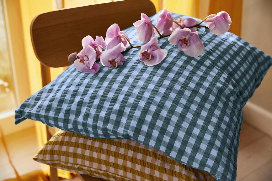 Funda Nórdica Bæk & Bølge, 220 x 220 cm, verde-azul, con 2 fundas de almohada 50 x 60 cm