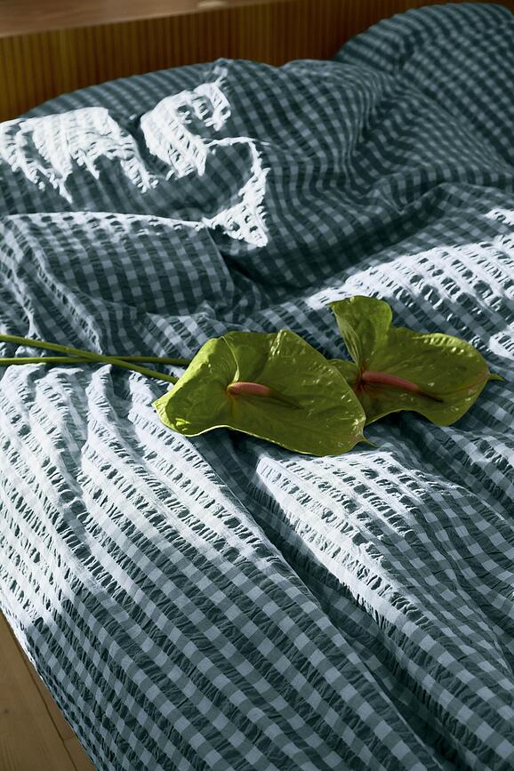 Funda Nórdica Bæk & Bølge, 220 x 220 cm, verde-azul, con 2 fundas de almohada 50 x 60 cm