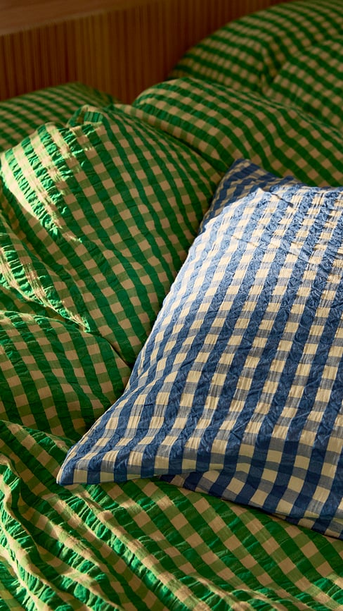 Funda Nórdica Bæk & Bølge, 140 x 200 cm, verde, con funda de almohada 60 x 63 cm