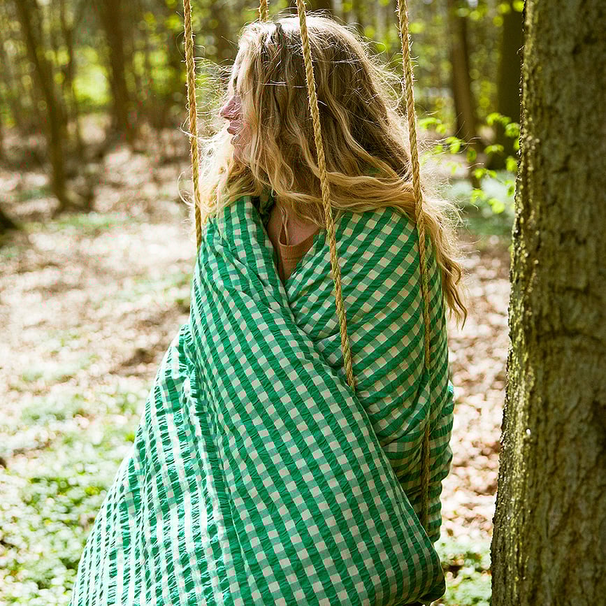 Funda Nórdica Bæk & Bølge, 140 x 200 cm, verde, con funda de almohada 60 x 63 cm