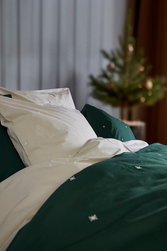 Funda Nórdica Christmas Fable, 140 x 200 cm, verde oscuro, funda de almohada 60 x 63 cm, Set de 2 piezas