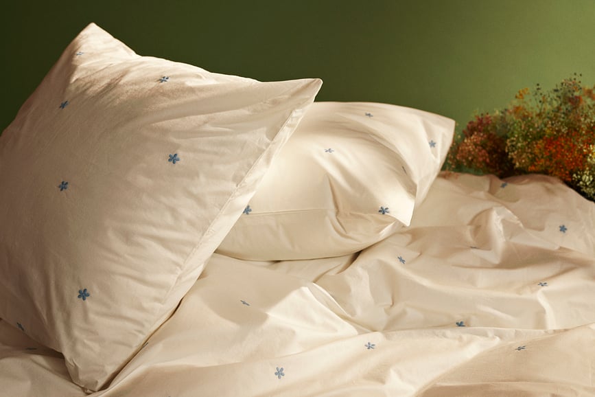 Funda Nórdica Daisy, 140 x 200 cm, blanca, con funda de almohada 60 x 63 cm