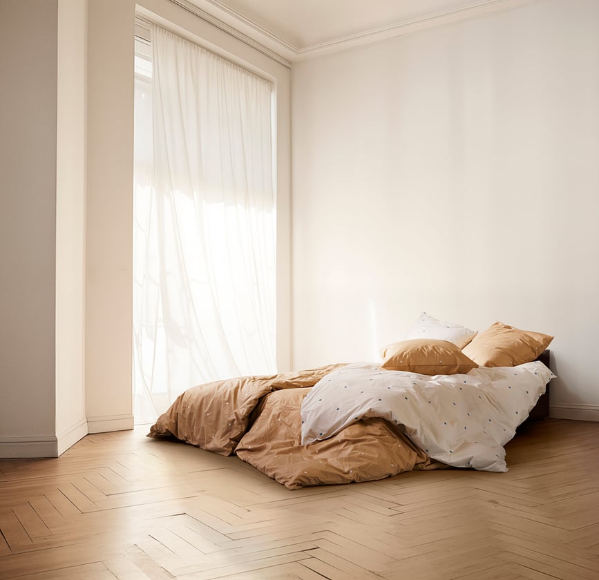 Funda Nórdica Daisy, 140 x 200 cm, color arena, con funda de almohada 60 x 63 cm